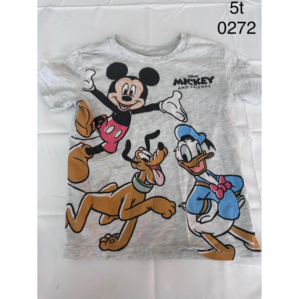 Disney Mickey and Friends T-Shirt Kids 5T Gray Mickey Mouse Pluto Donald Duck